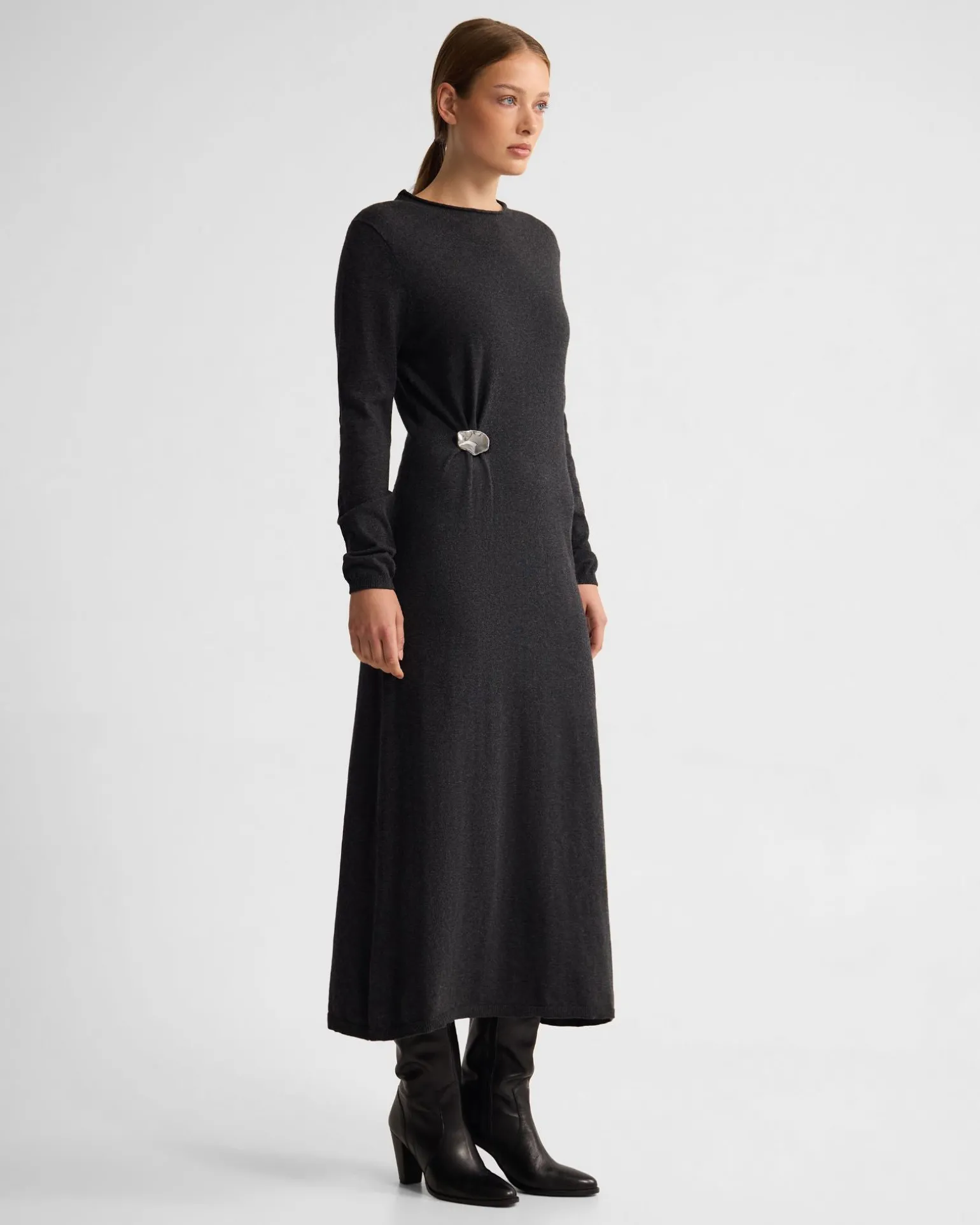 Adelaide Knitted Dress With Brooch