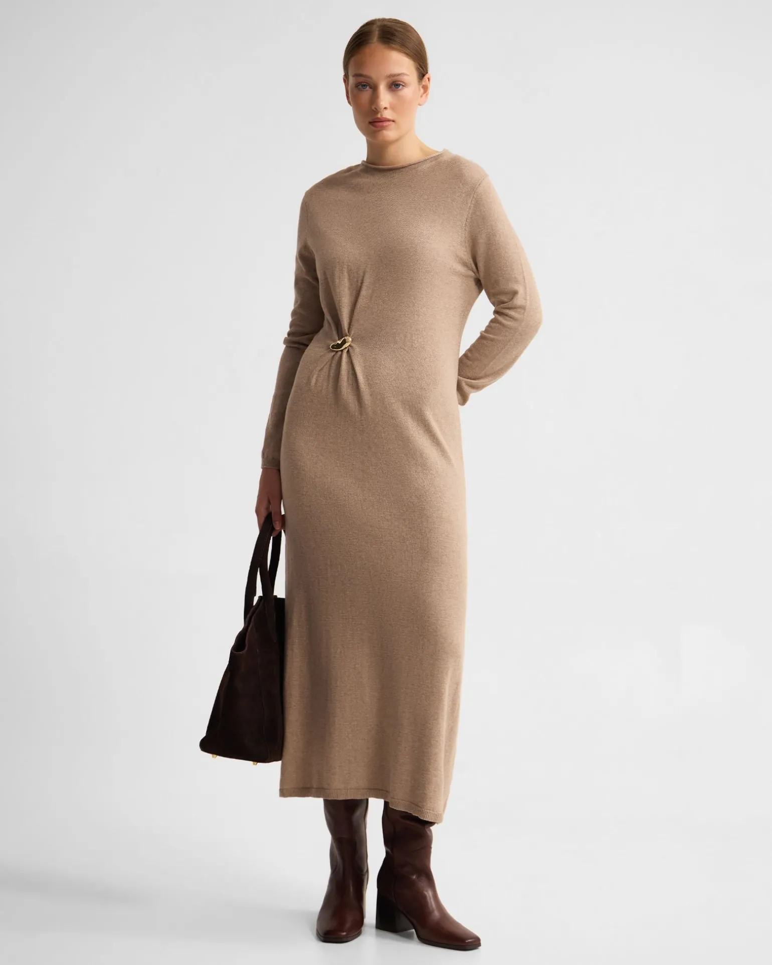 Adelaide Knitted Dress With Brooch