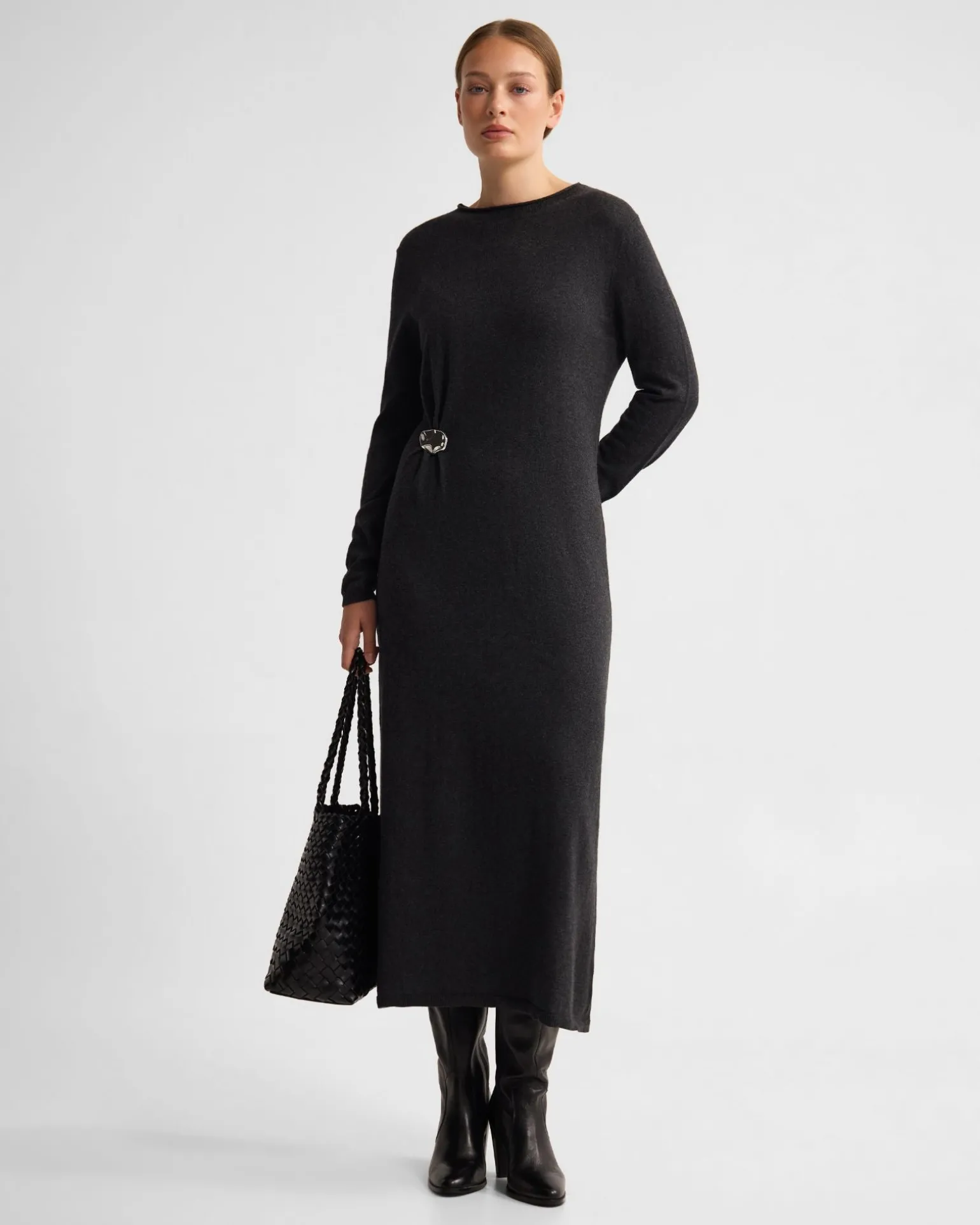 Adelaide Knitted Dress With Brooch