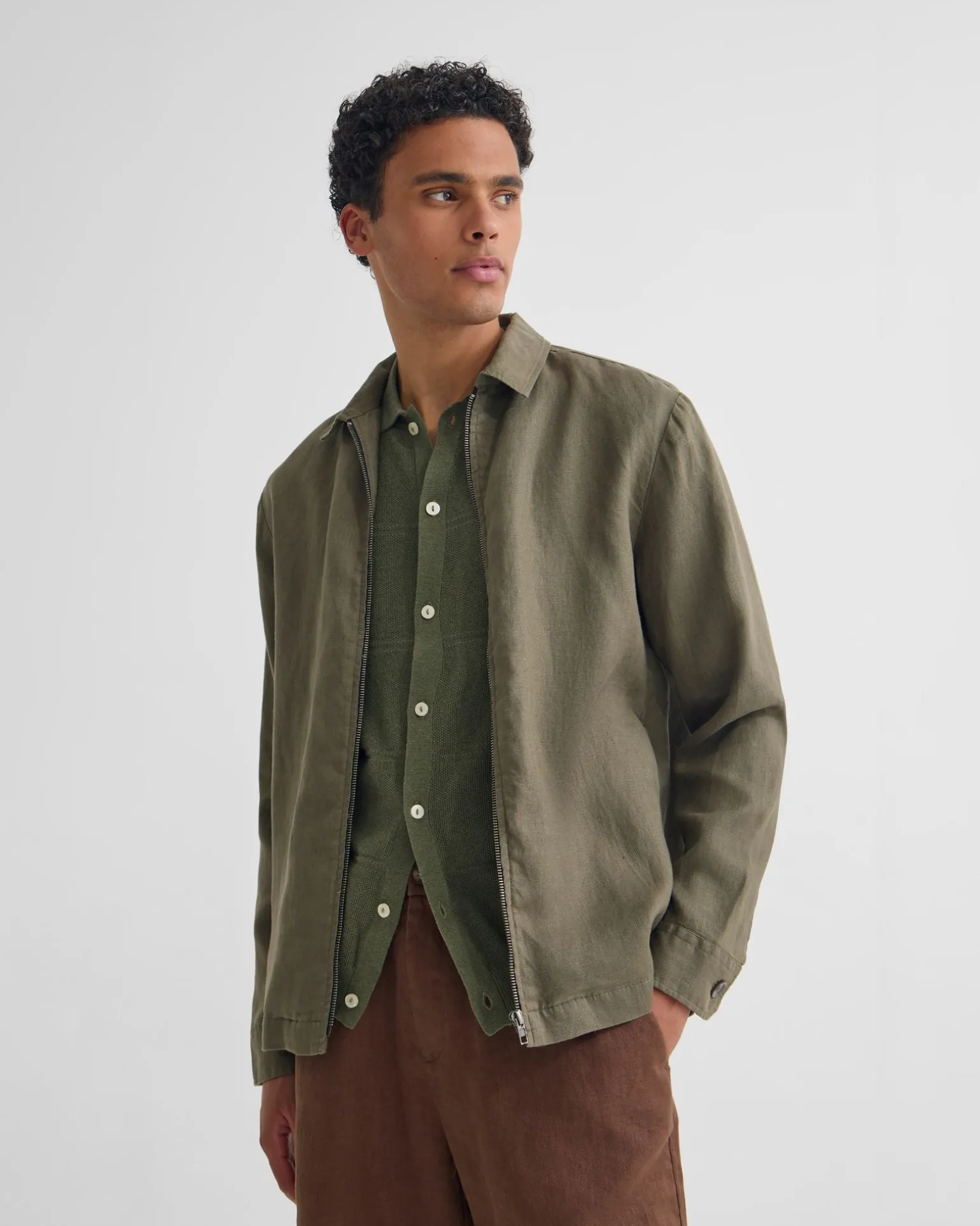 Adem Linen Zip Bomber