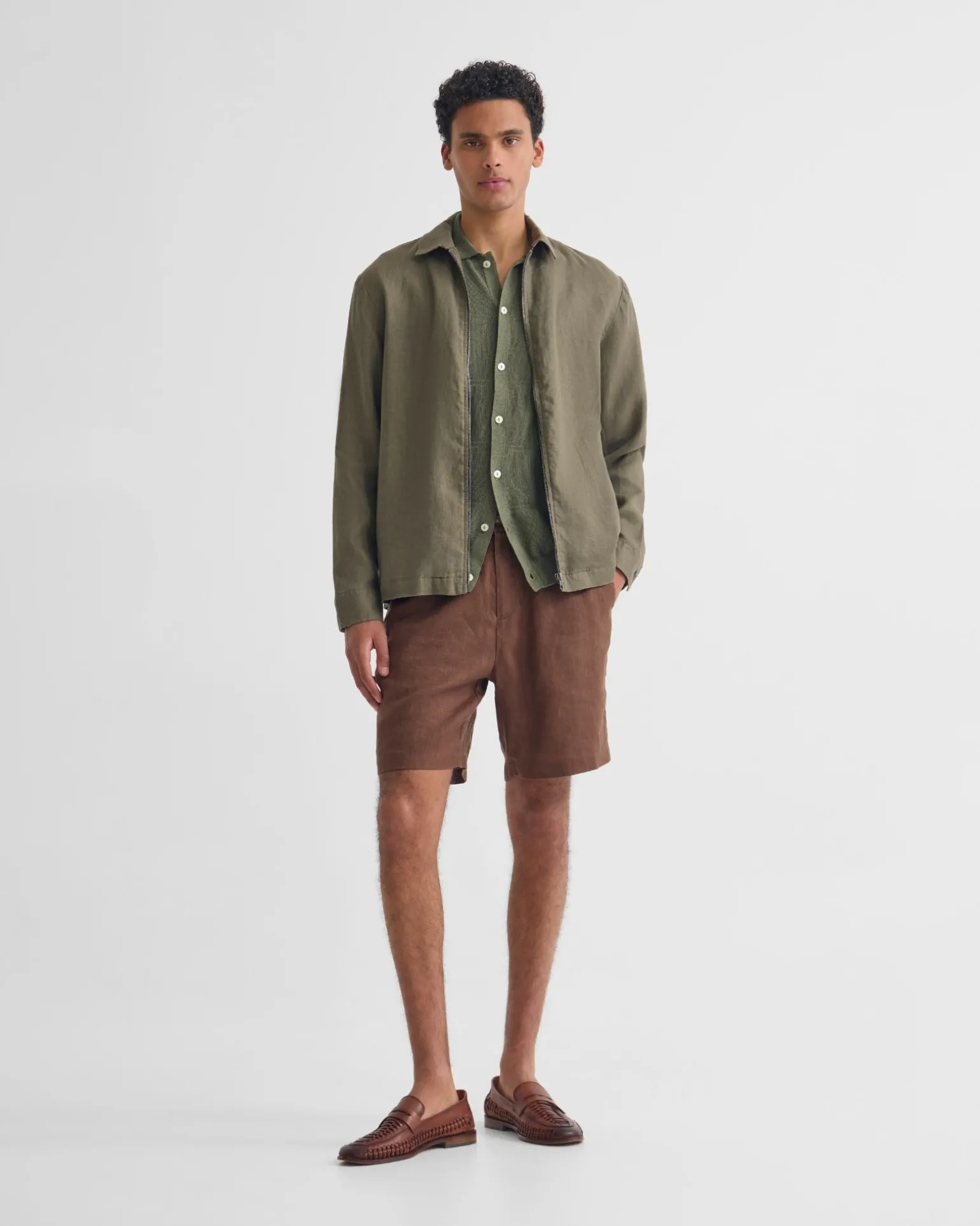 Adem Linen Zip Bomber