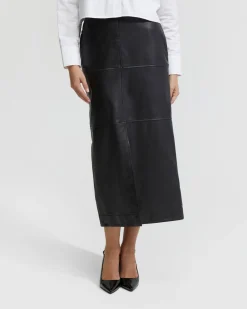 Anna Nappa Leather Pencil Skirt