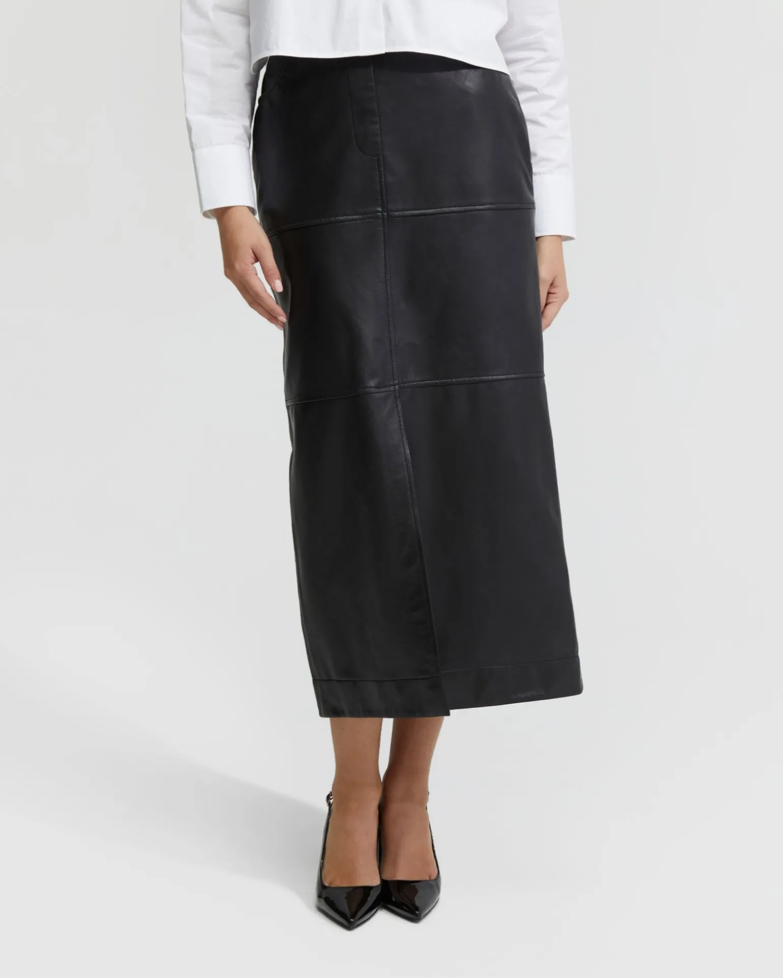 Anna Nappa Leather Pencil Skirt