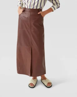 Anna Nappa Leather Pencil Skirt