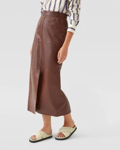 Anna Nappa Leather Pencil Skirt
