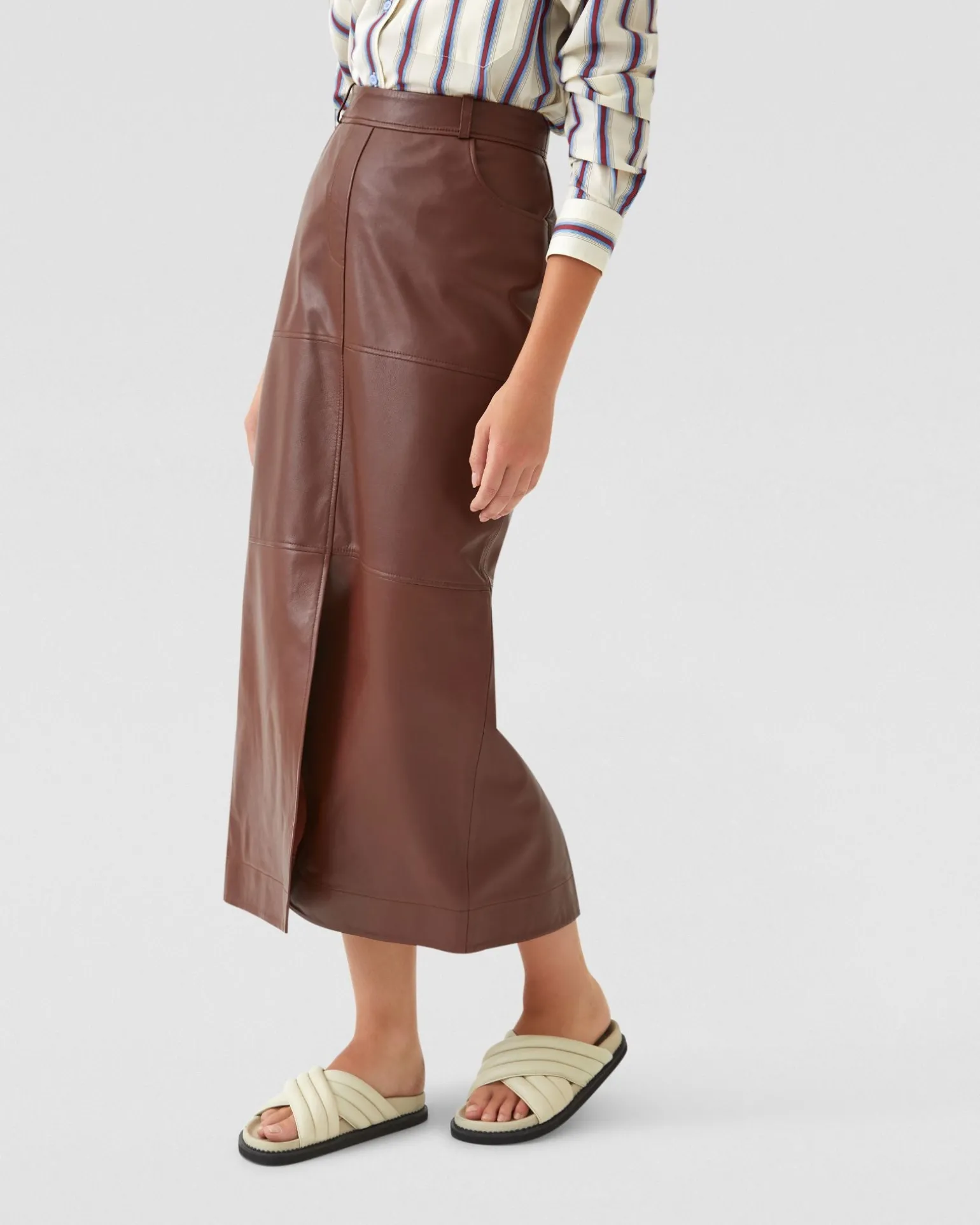 Anna Nappa Leather Pencil Skirt