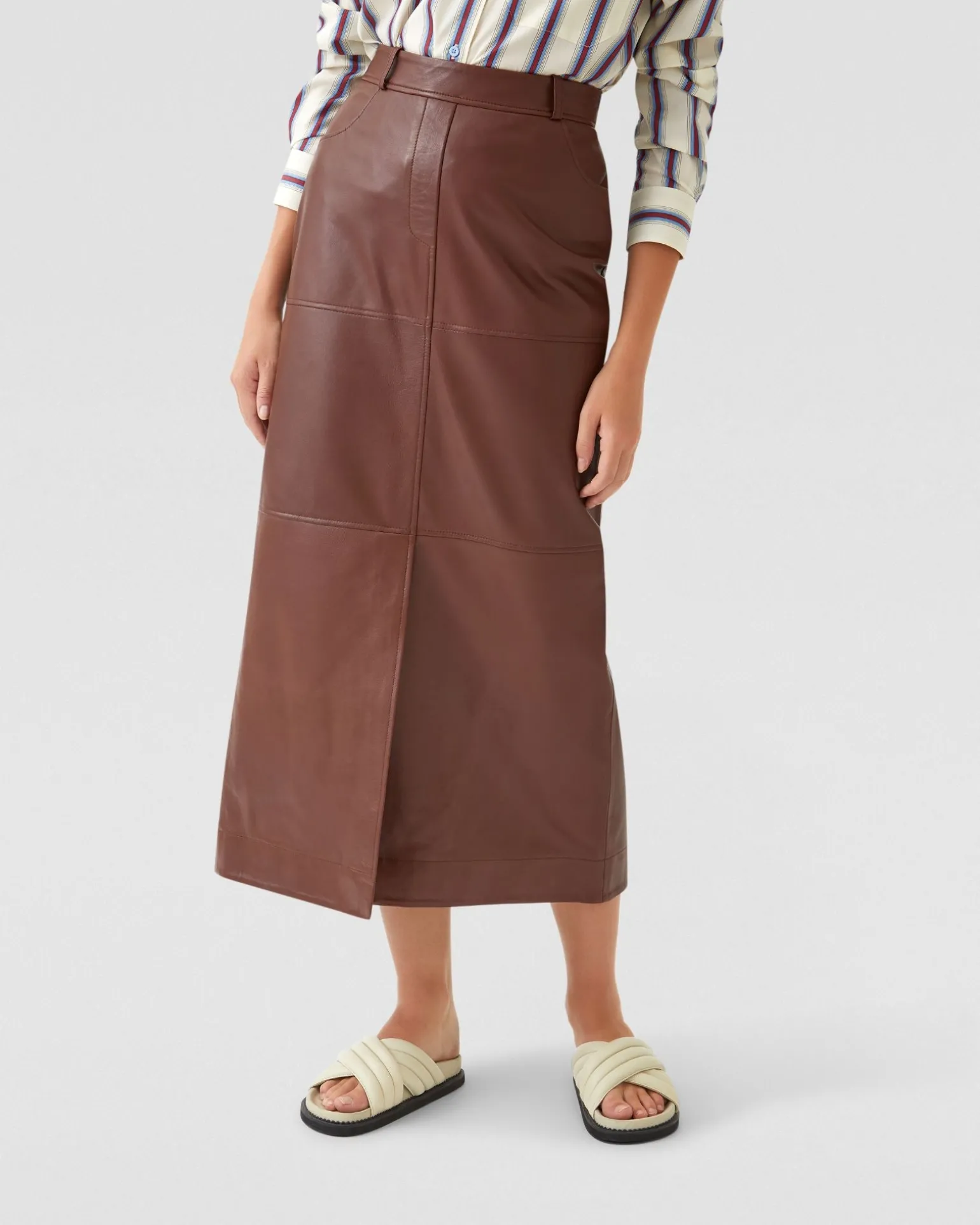 Anna Nappa Leather Pencil Skirt