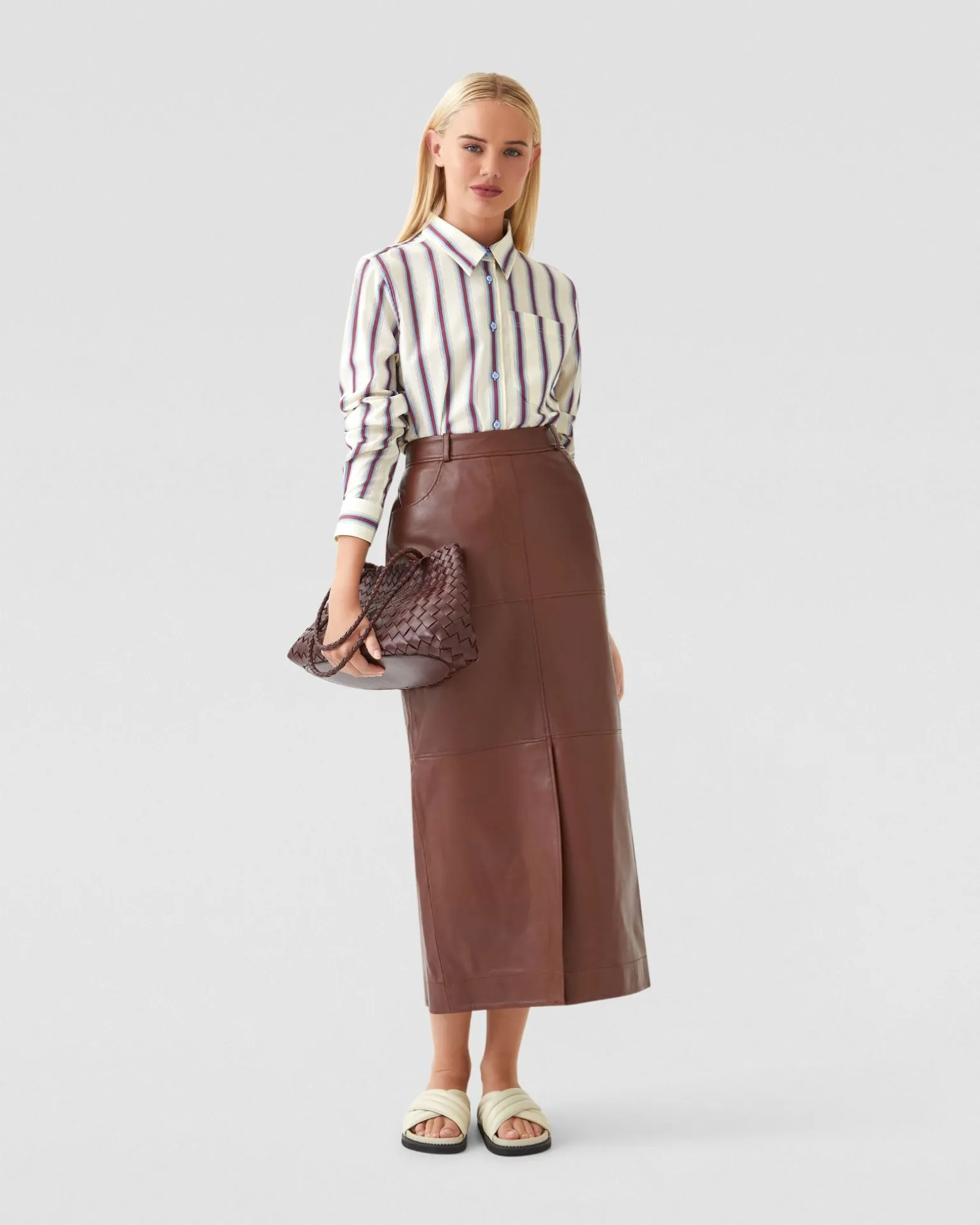 Anna Nappa Leather Pencil Skirt