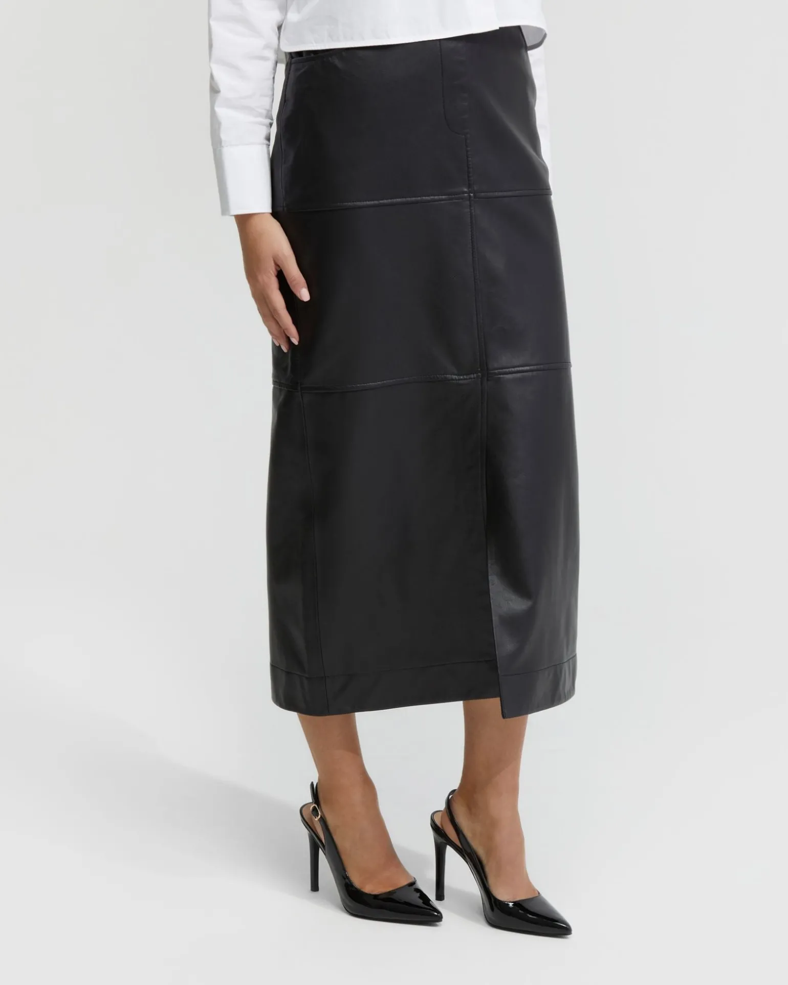 Anna Nappa Leather Pencil Skirt