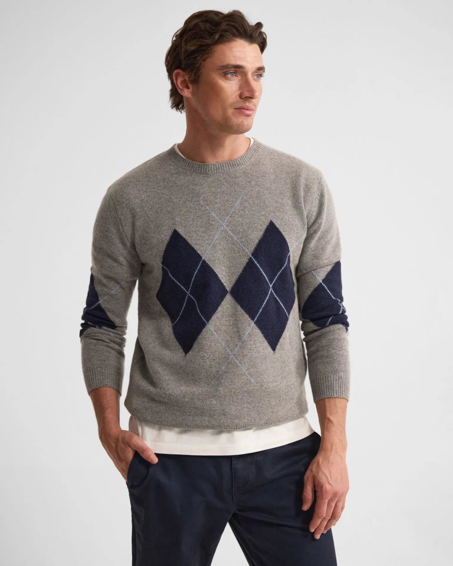 Anton Wool Argyle Crew Neck
