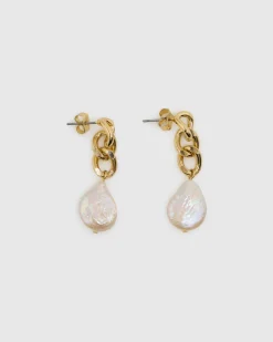 Ash Chain/Pearl Earrings