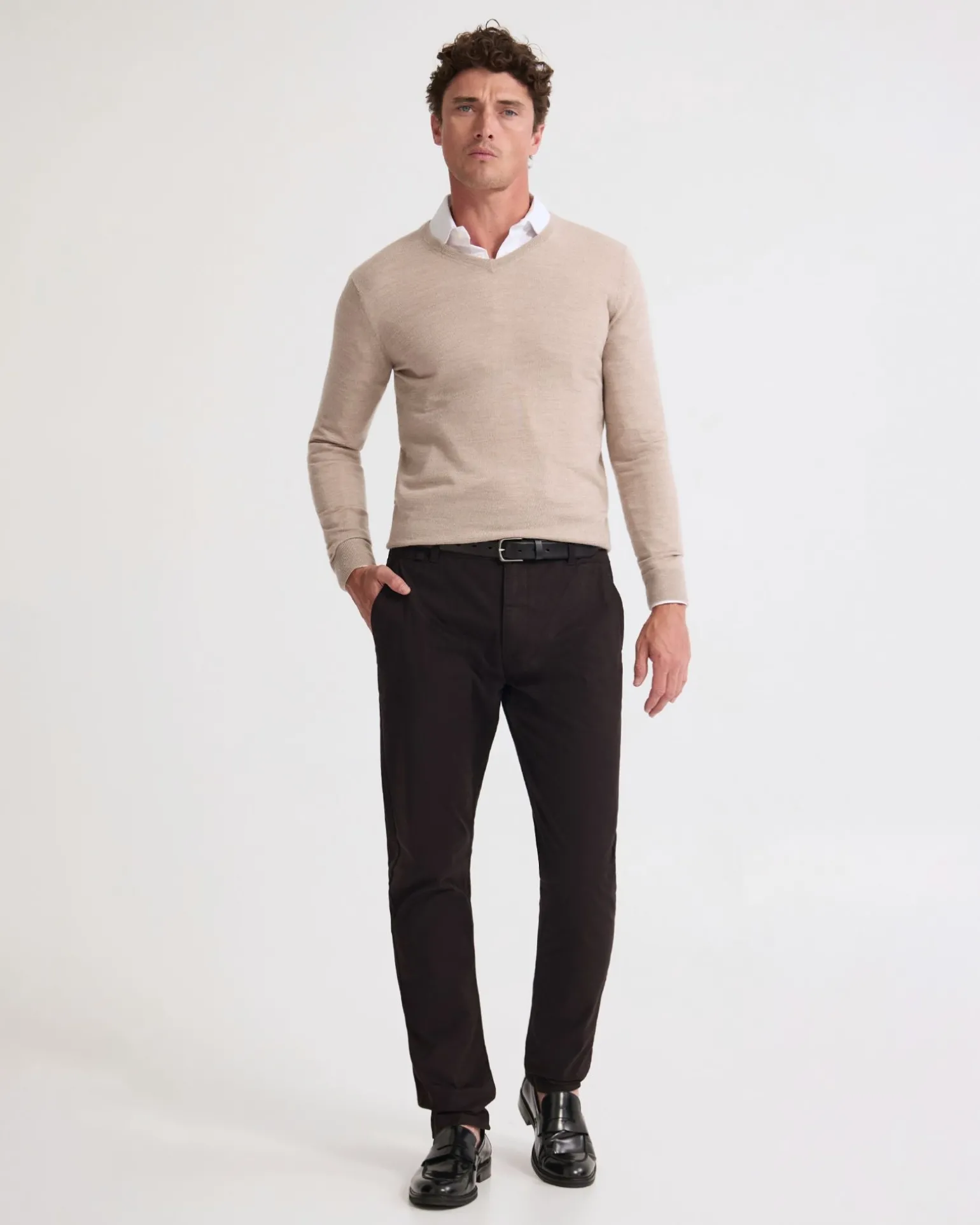 Basic V-Neck Pure Wool Pullover