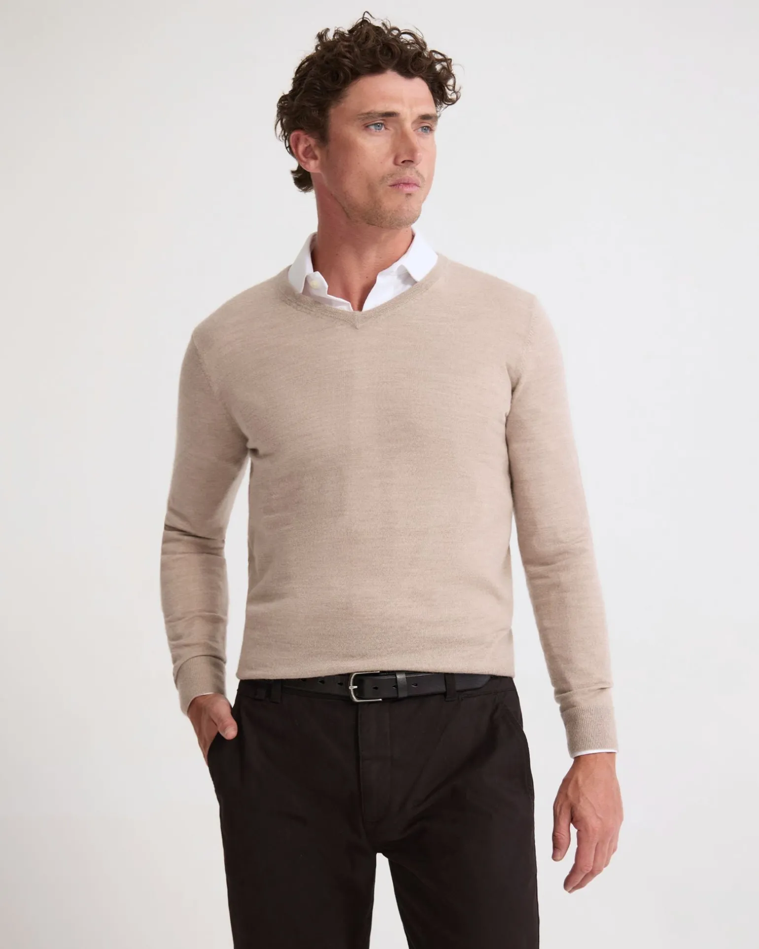 Basic V-Neck Pure Wool Pullover