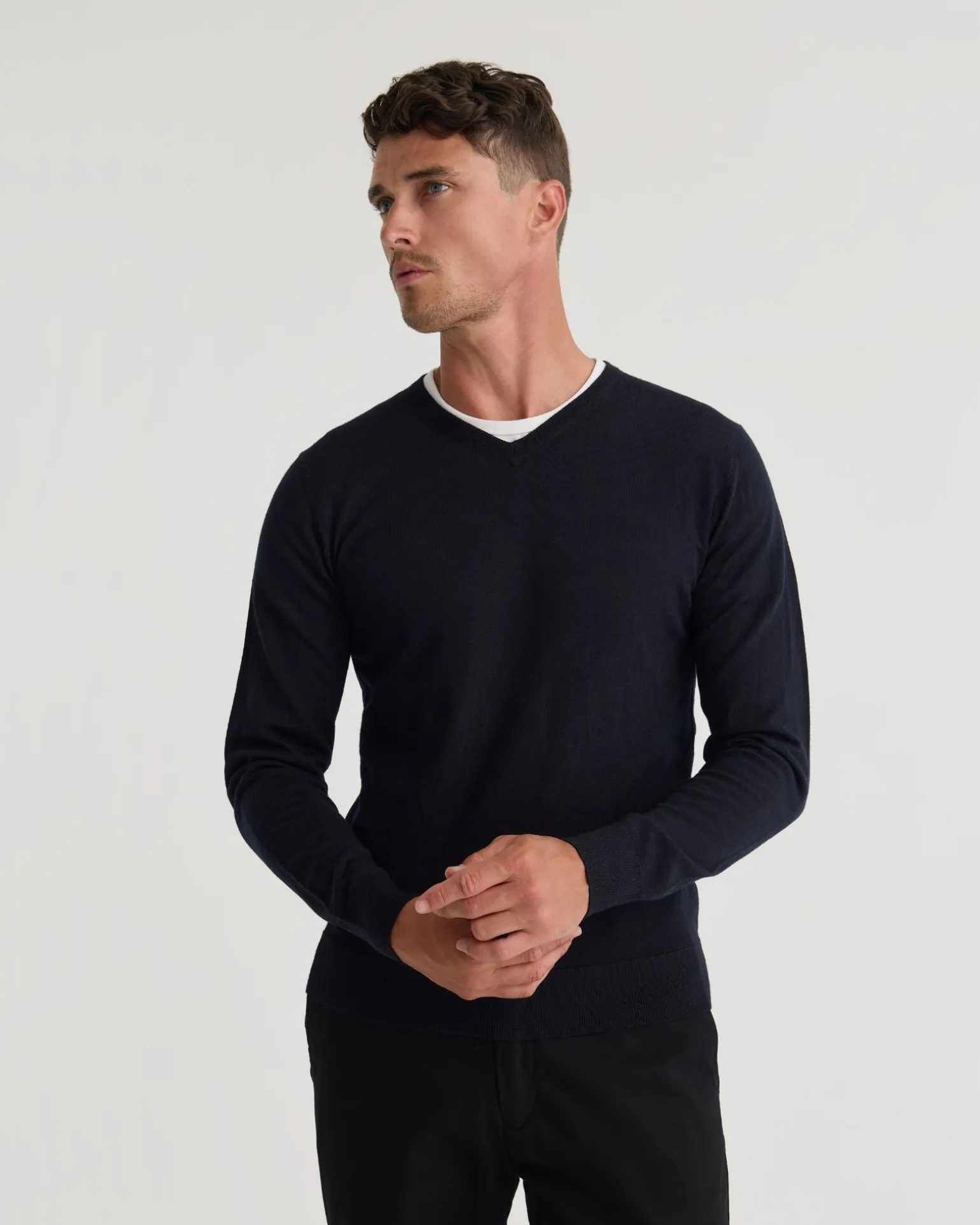 Basic V-Neck Pure Wool Pullover