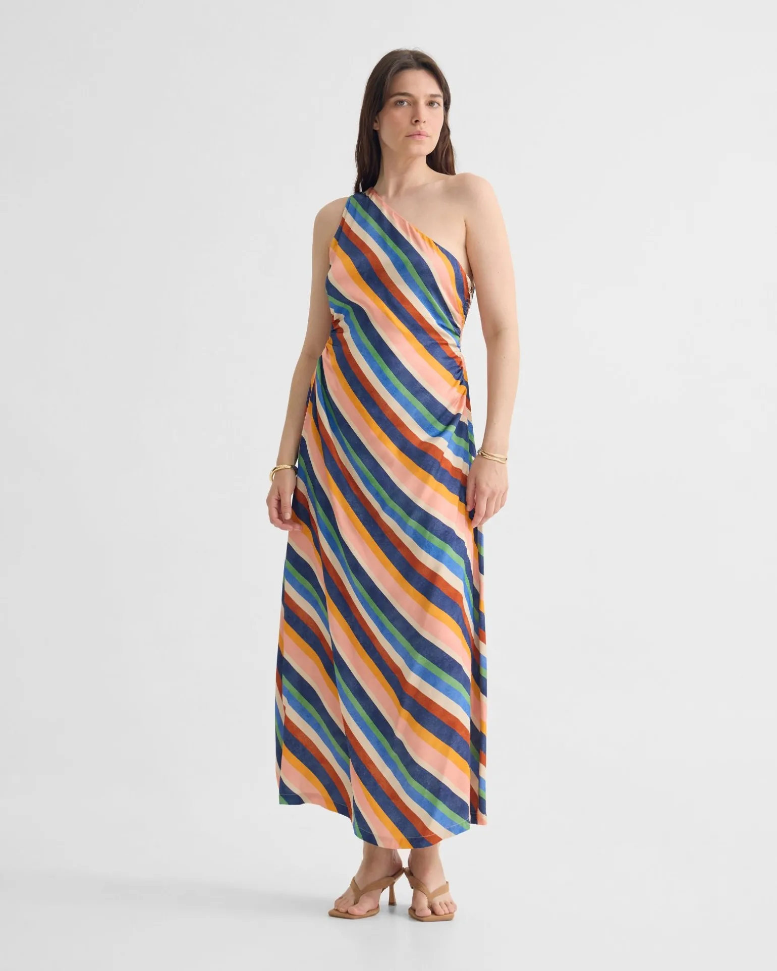 Capri Striped One Shoulder Dress