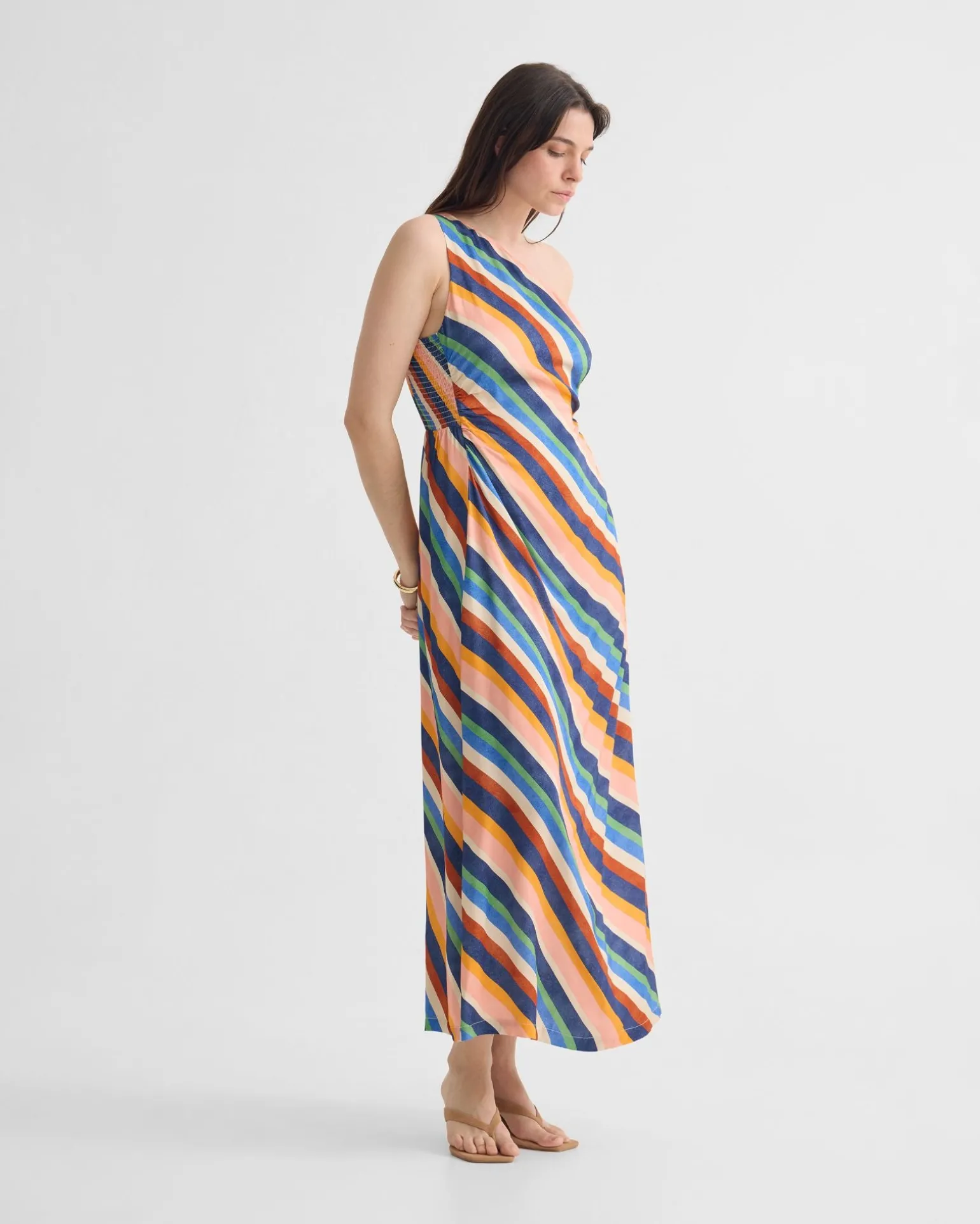 Capri Striped One Shoulder Dress