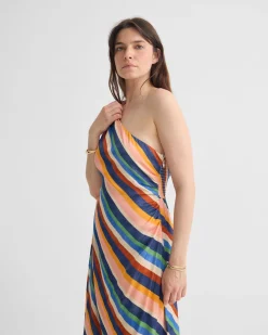 Capri Striped One Shoulder Dress
