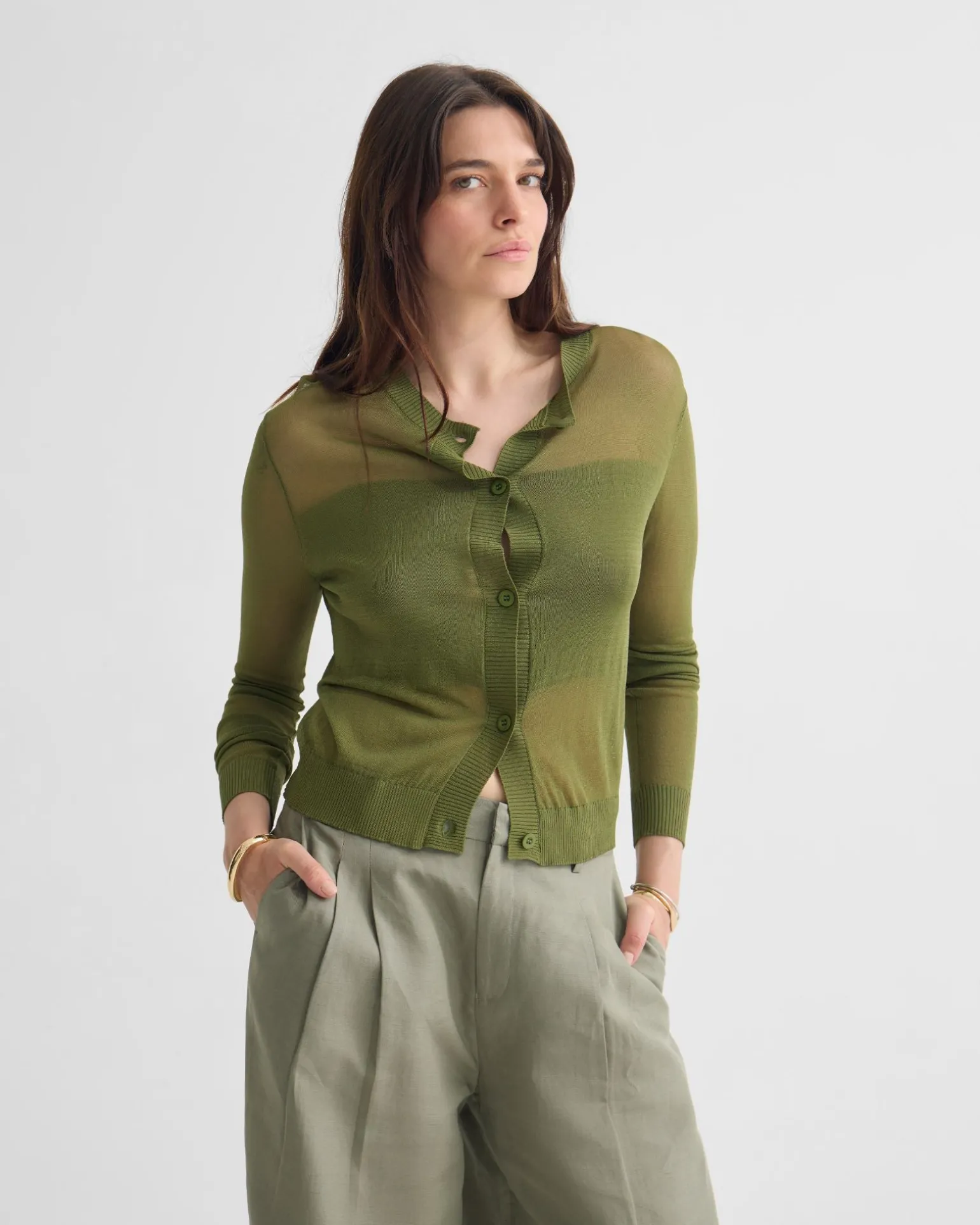 Celina Sheer Panel Cardigan