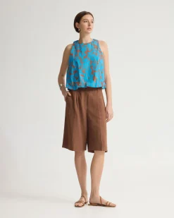 Clover Printed Cotton Shell Top