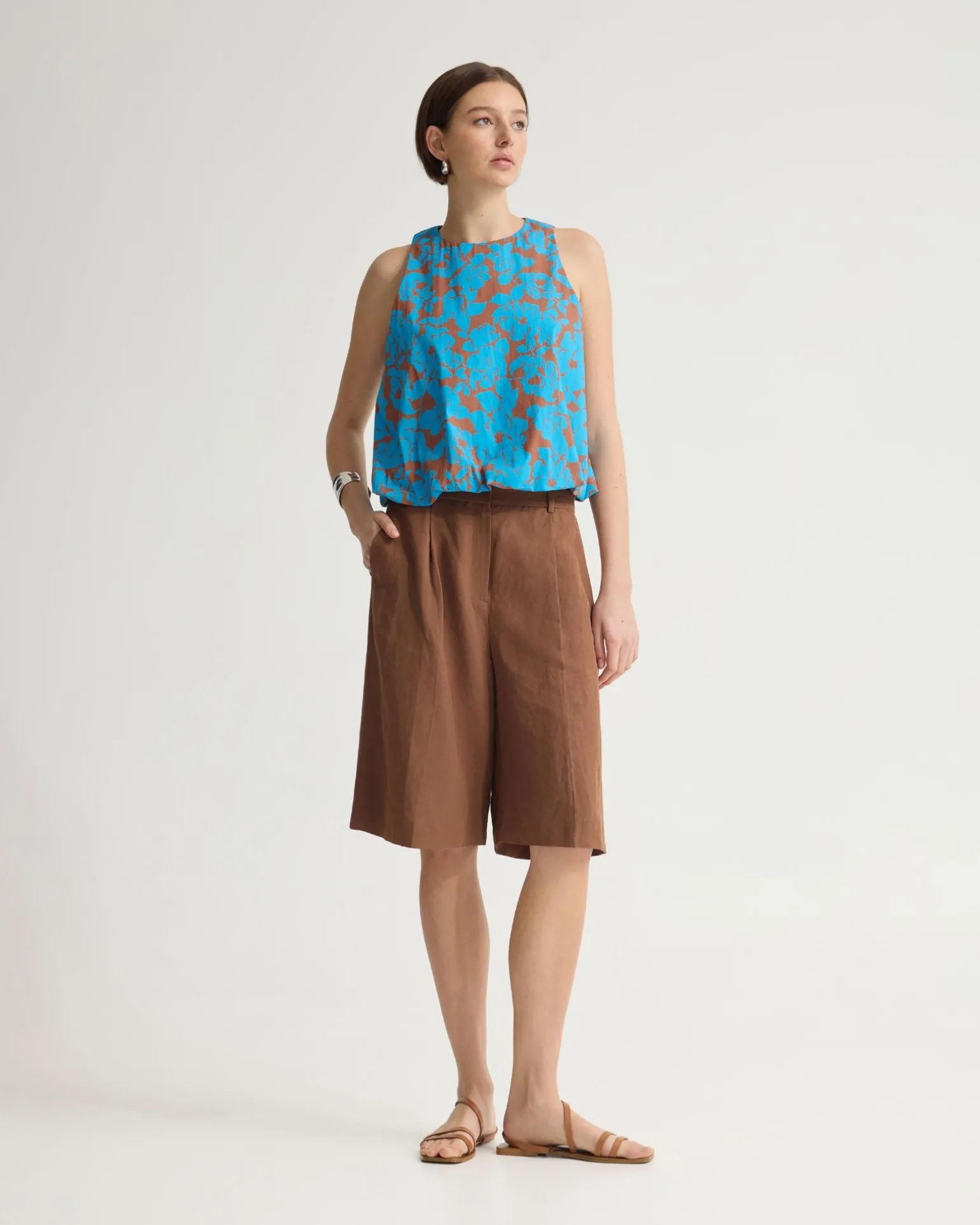 Clover Printed Cotton Shell Top