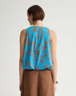 Clover Printed Cotton Shell Top