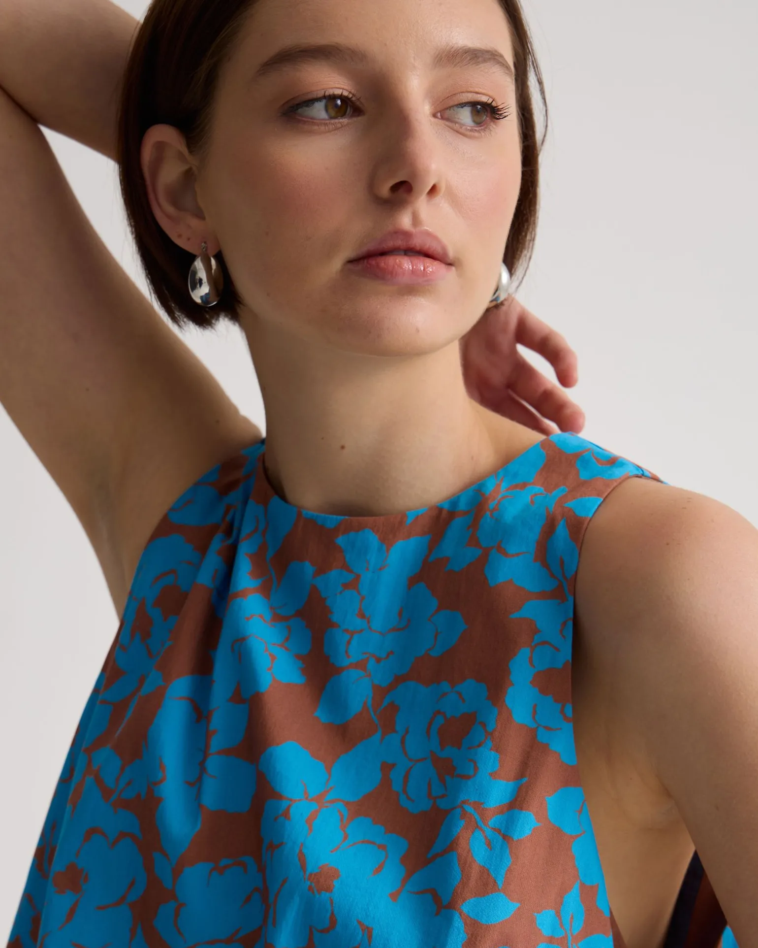 Clover Printed Cotton Shell Top