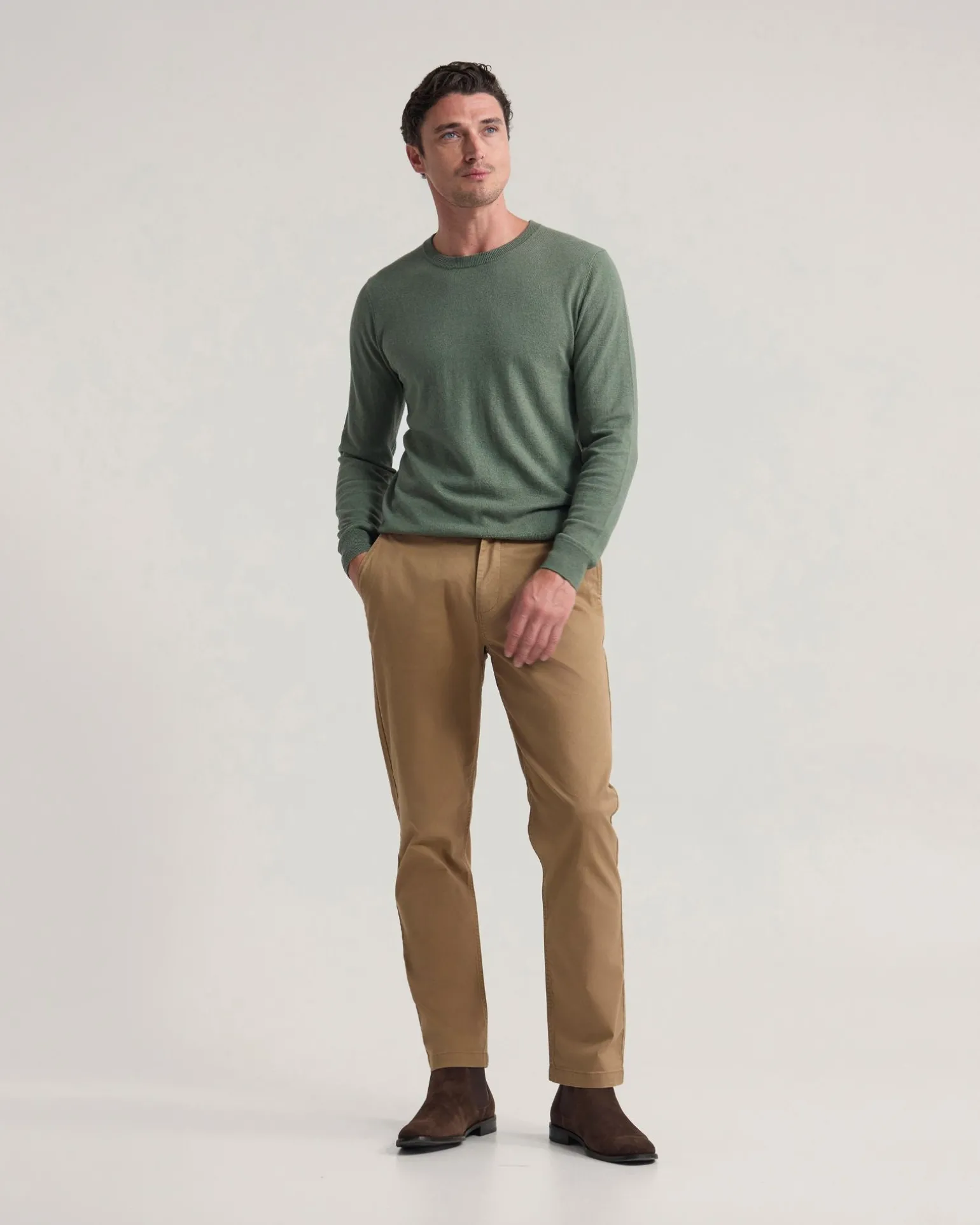 Cotton Cashmere Crew Neck Knit