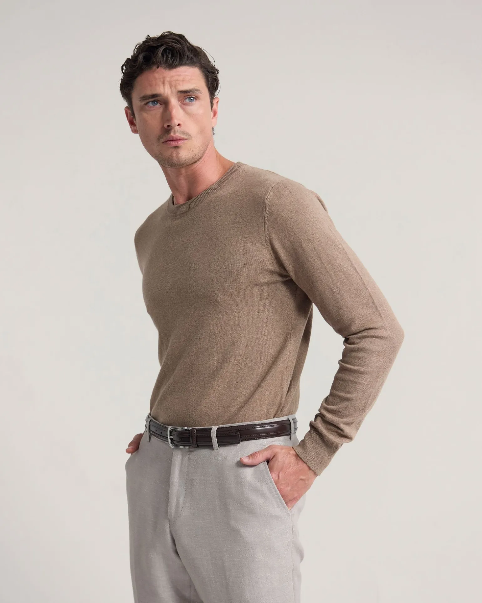 Cotton Cashmere Crew Neck Knit