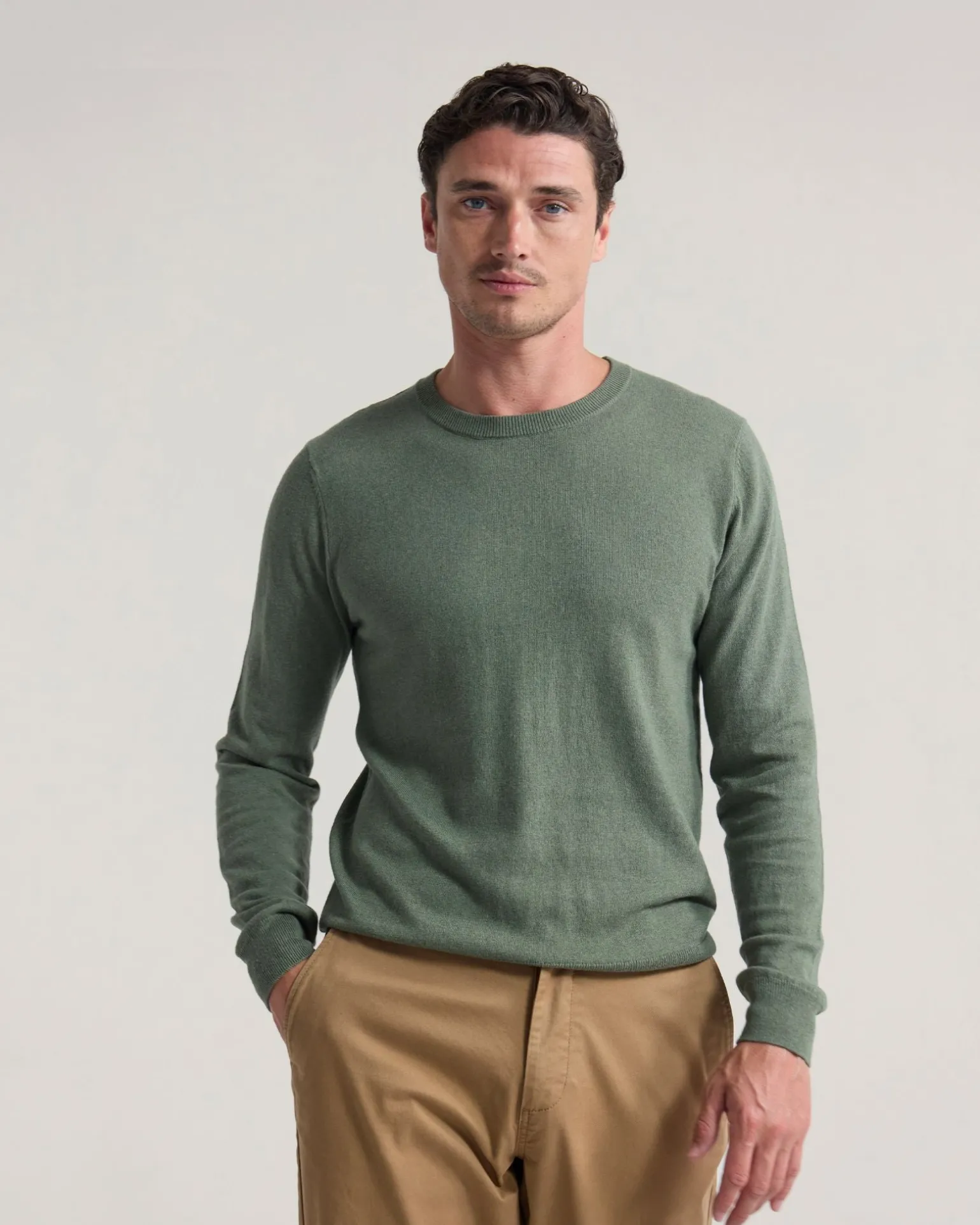 Cotton Cashmere Crew Neck Knit