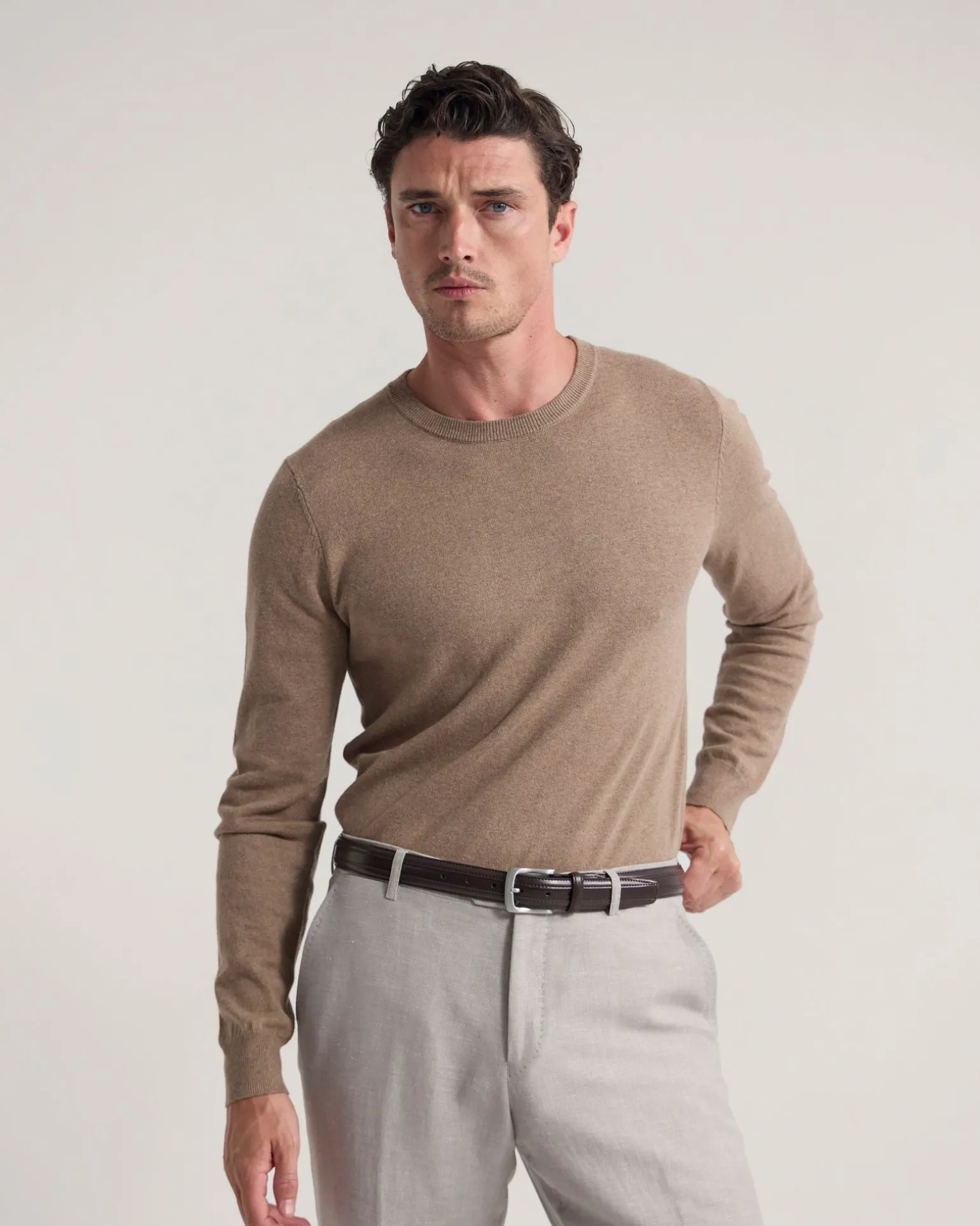 Cotton Cashmere Crew Neck Knit