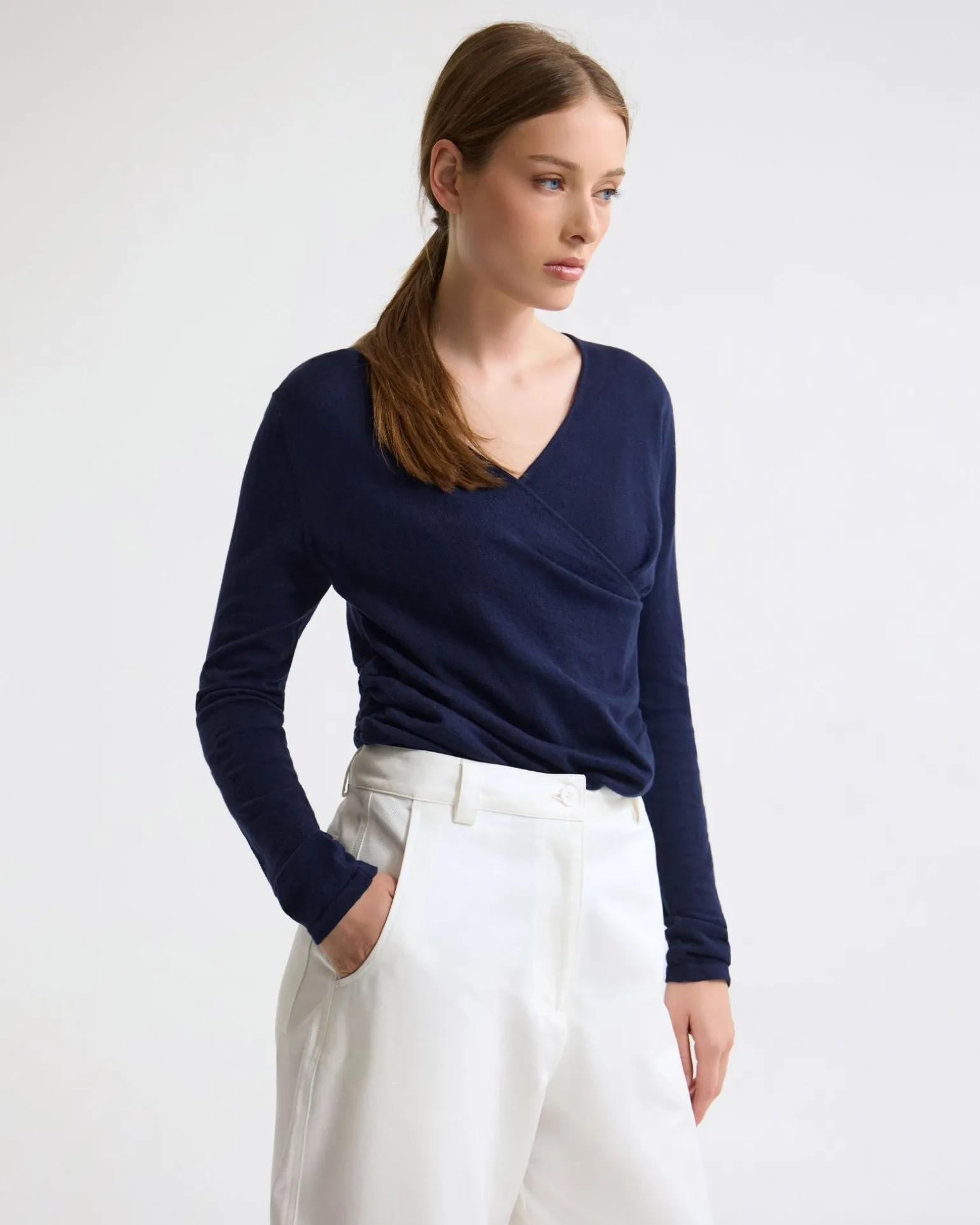 Daria Wrap Front Knitted Top