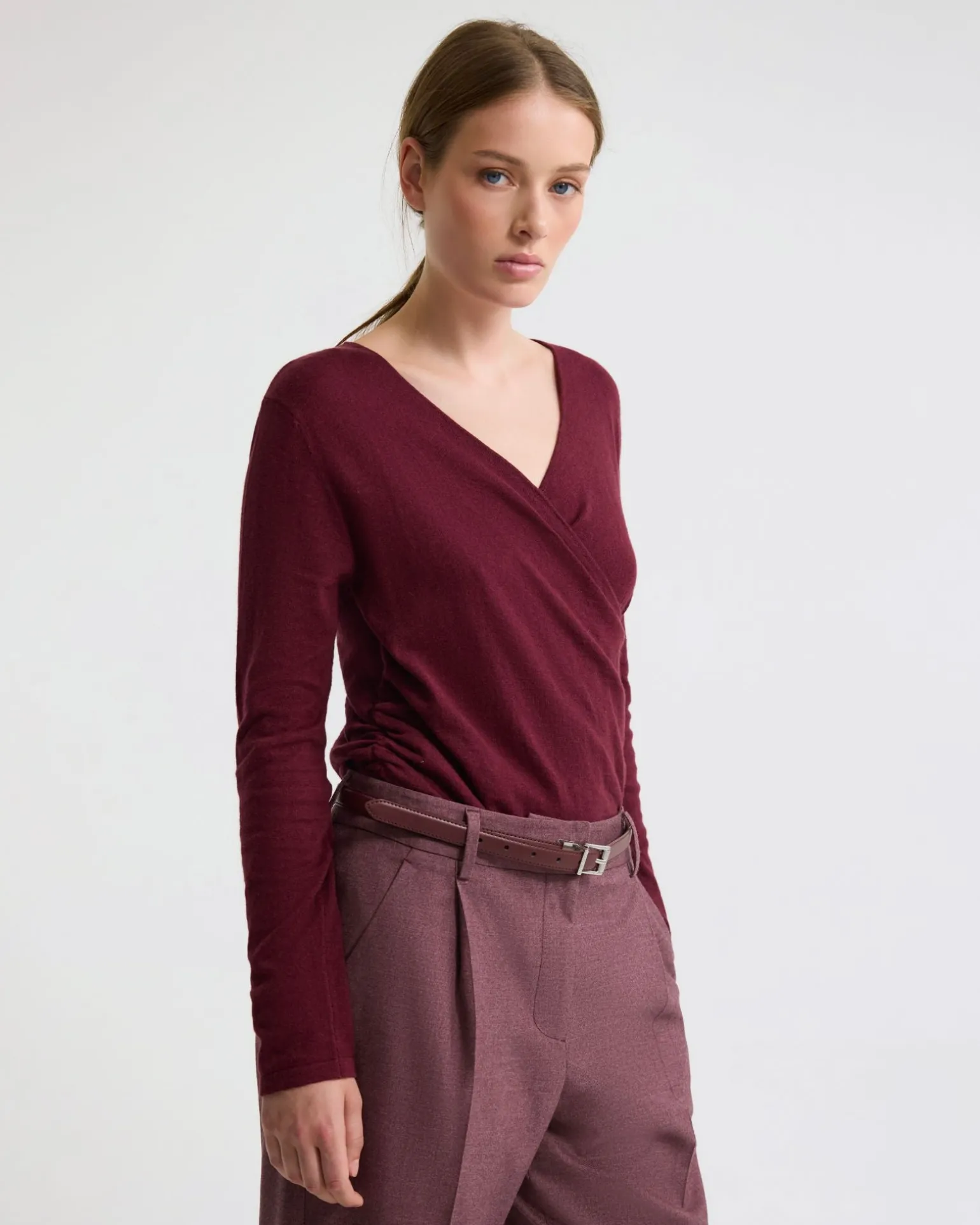 Daria Wrap Front Knitted Top
