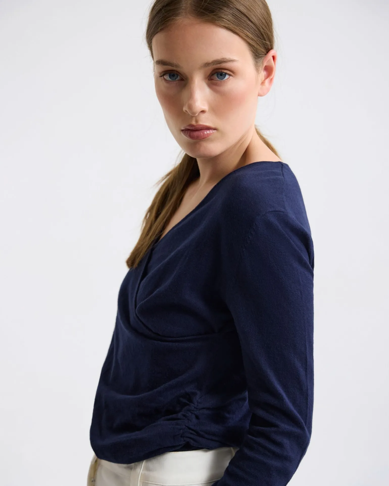 Daria Wrap Front Knitted Top
