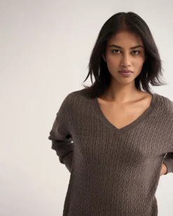 Drew Cable V-Neck Knit