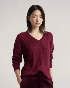 Drew Cable V-Neck Knit