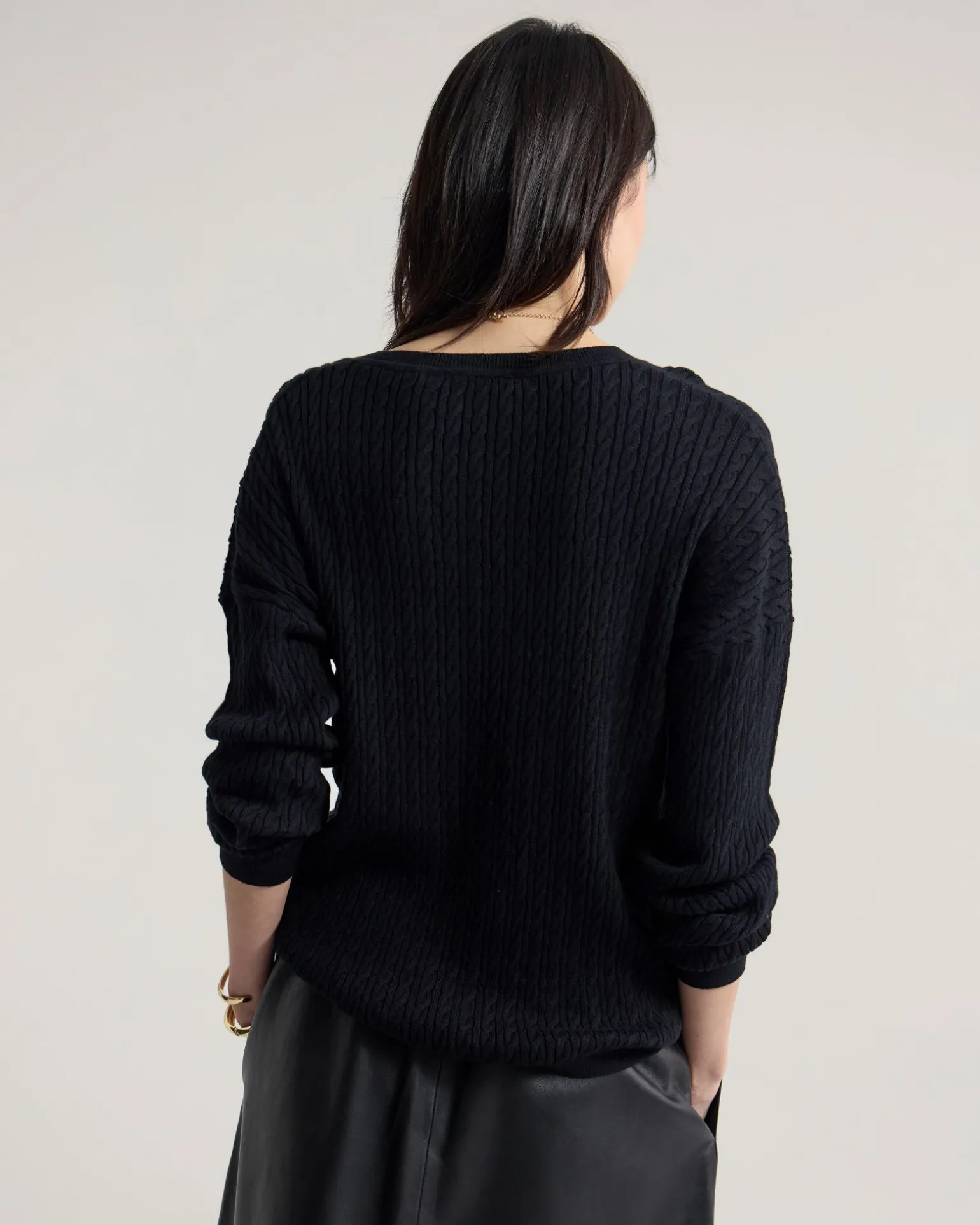 Drew Cable V-Neck Knit