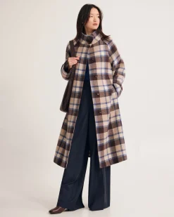 Edi Checked Funnel Collar Coat