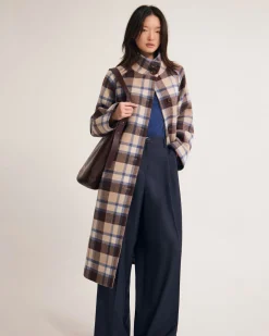 Edi Checked Funnel Collar Coat