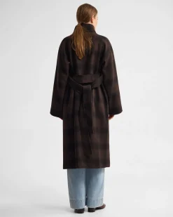 Edi Check Funnel Collar Wool Coat