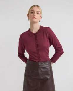 Edwina Silk Blnd Polo Collar Knit