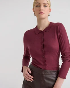 Edwina Silk Blnd Polo Collar Knit