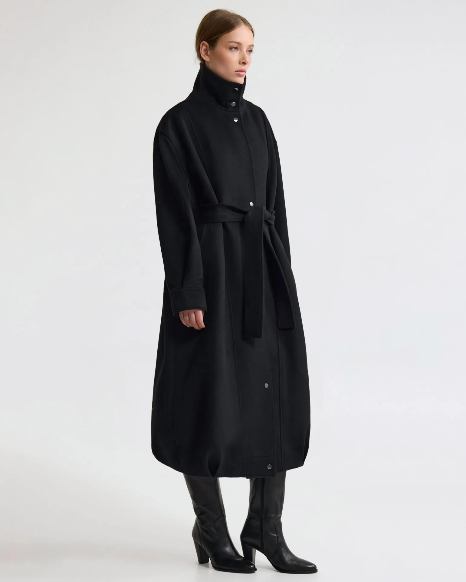 Emily Funnel Cllar Wool Blnd Coat
