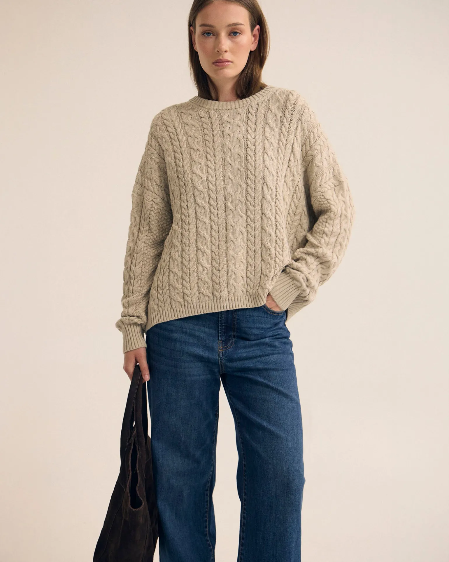 Evie Cable Knit Crew Neck