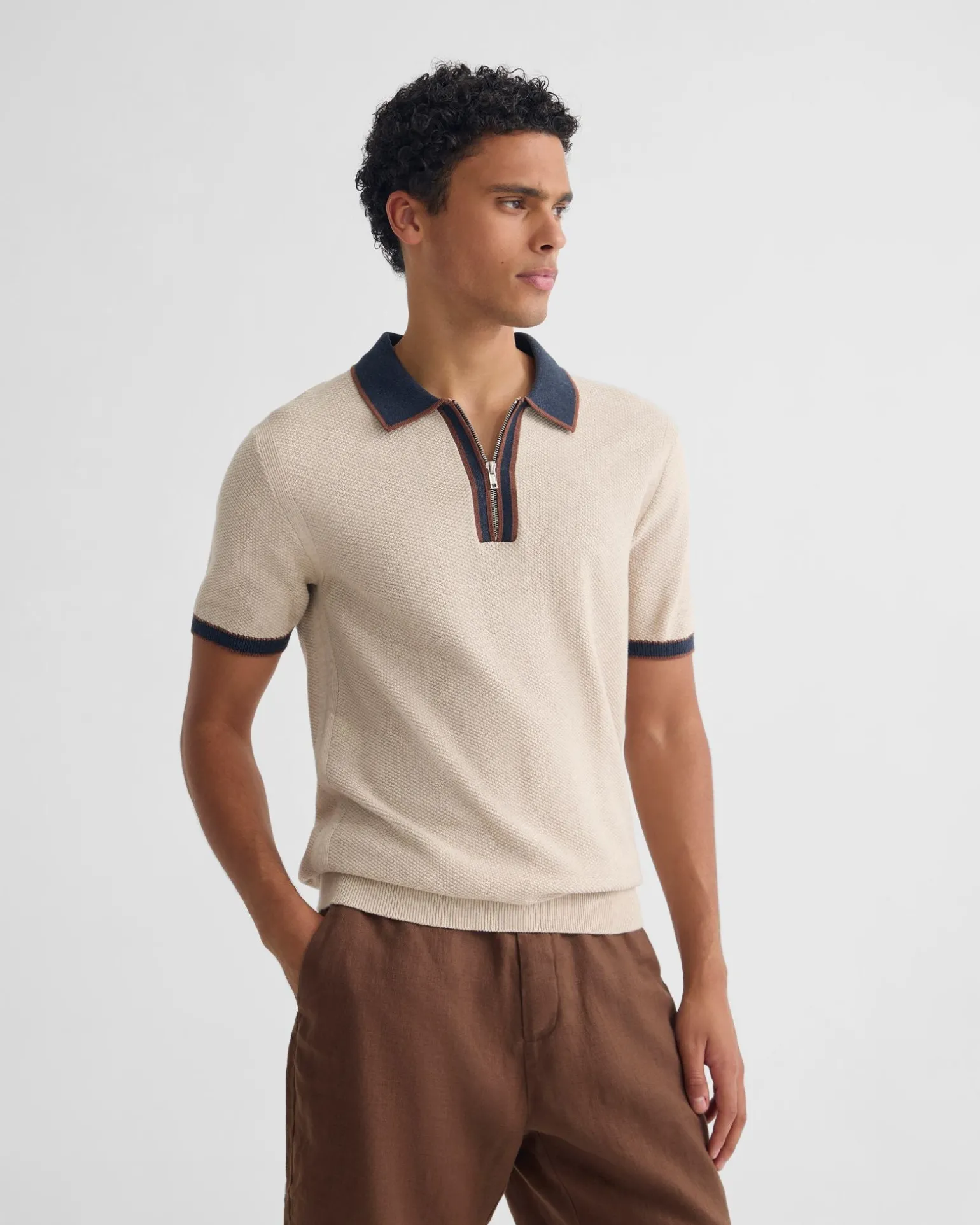 Holden Zip Neck Knitted Polo