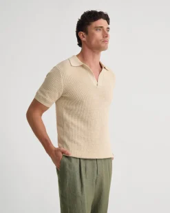 Huck Lined Knitted Polo
