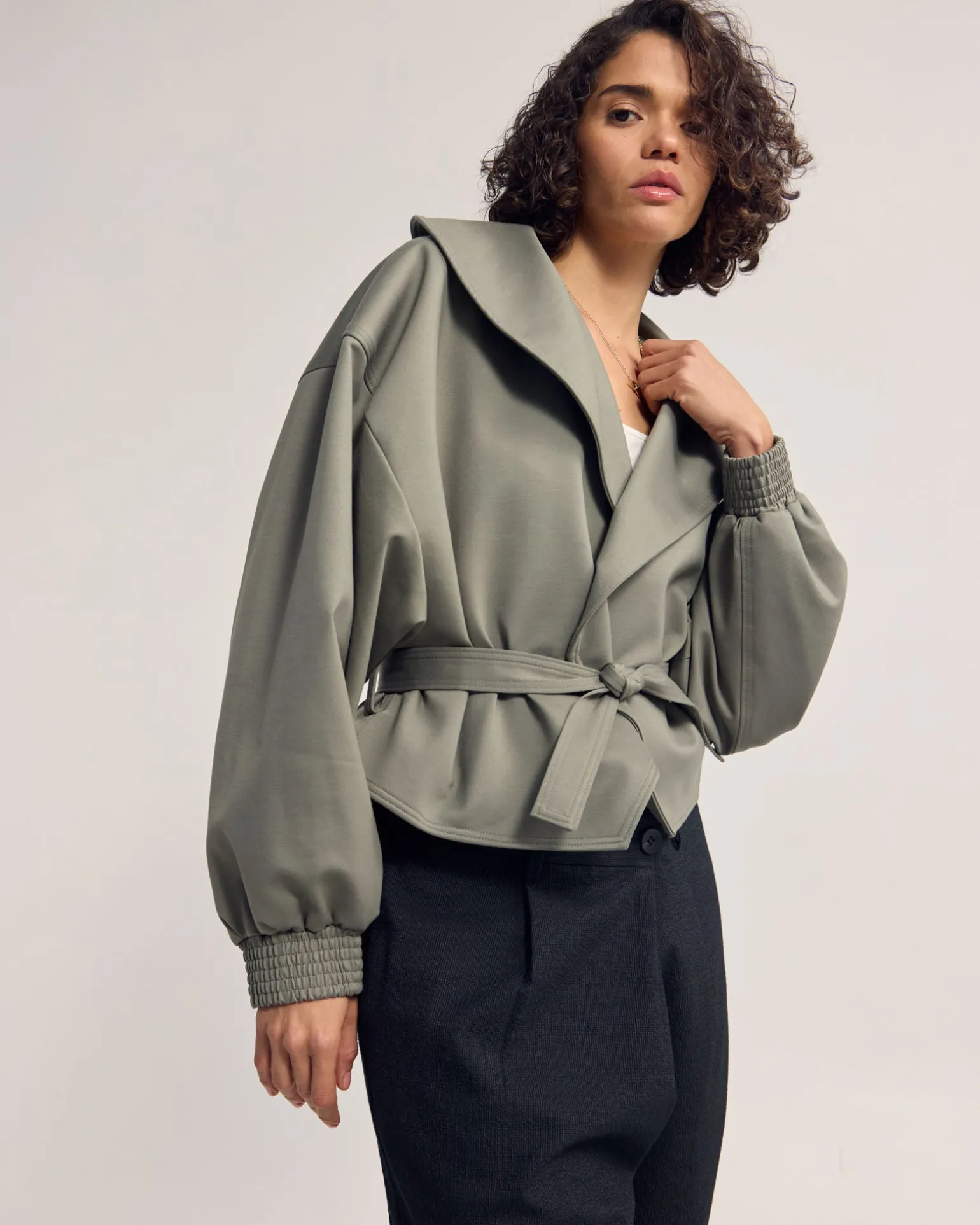 Indie Crop Belt Waist Jacket