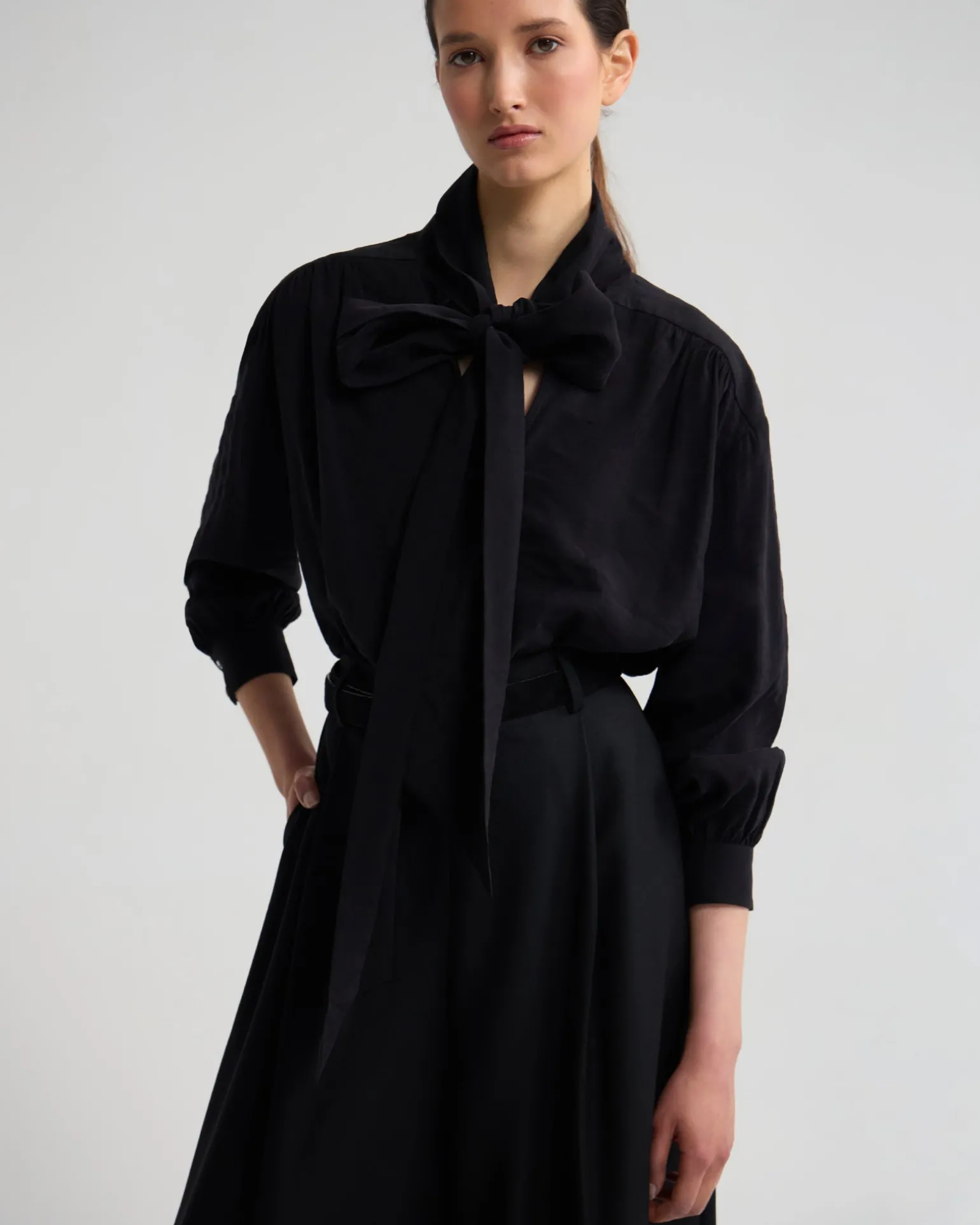 Jenna Rayon Blend Scarf Neck Top