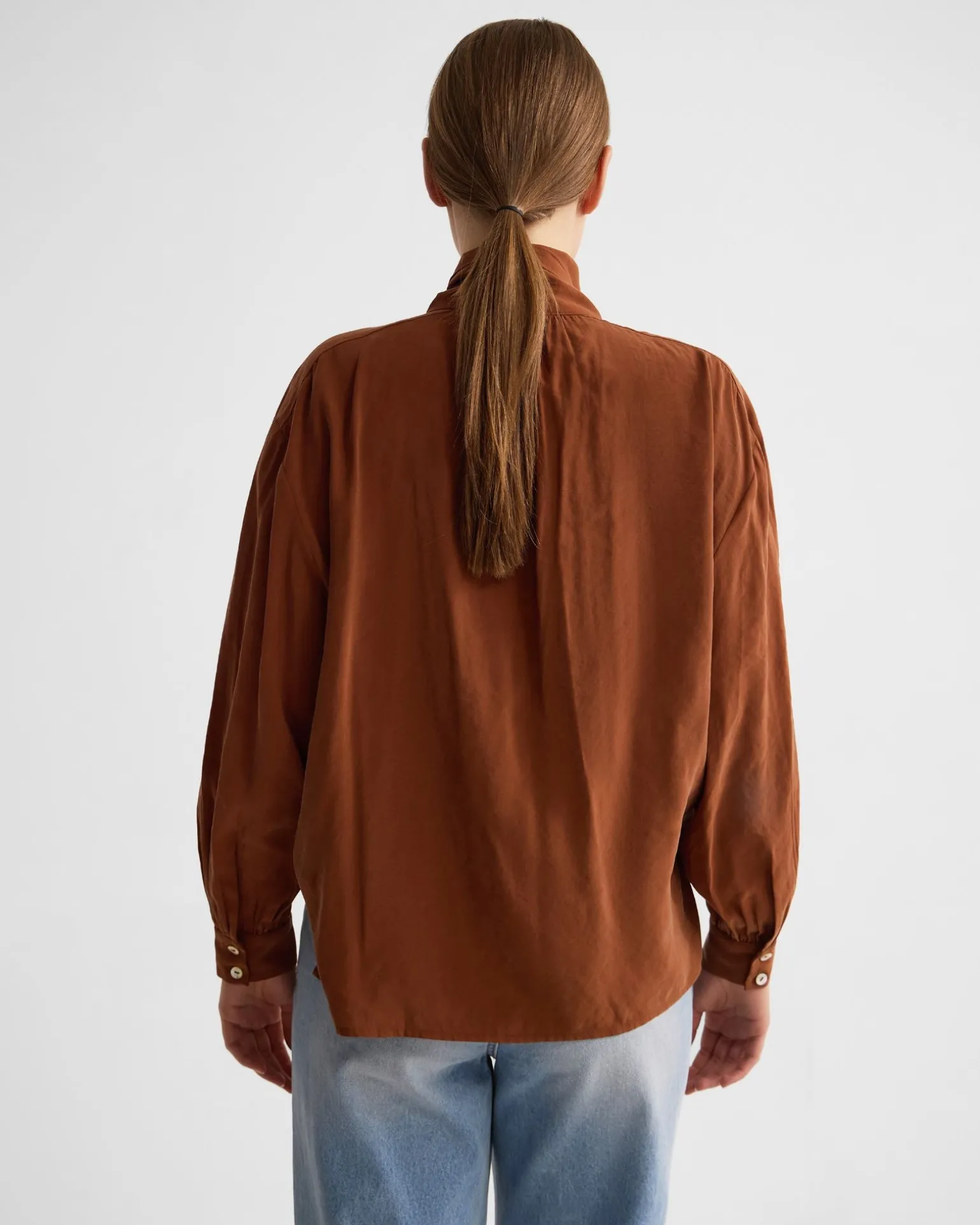 Jenna Rayon Blend Scarf Neck Top