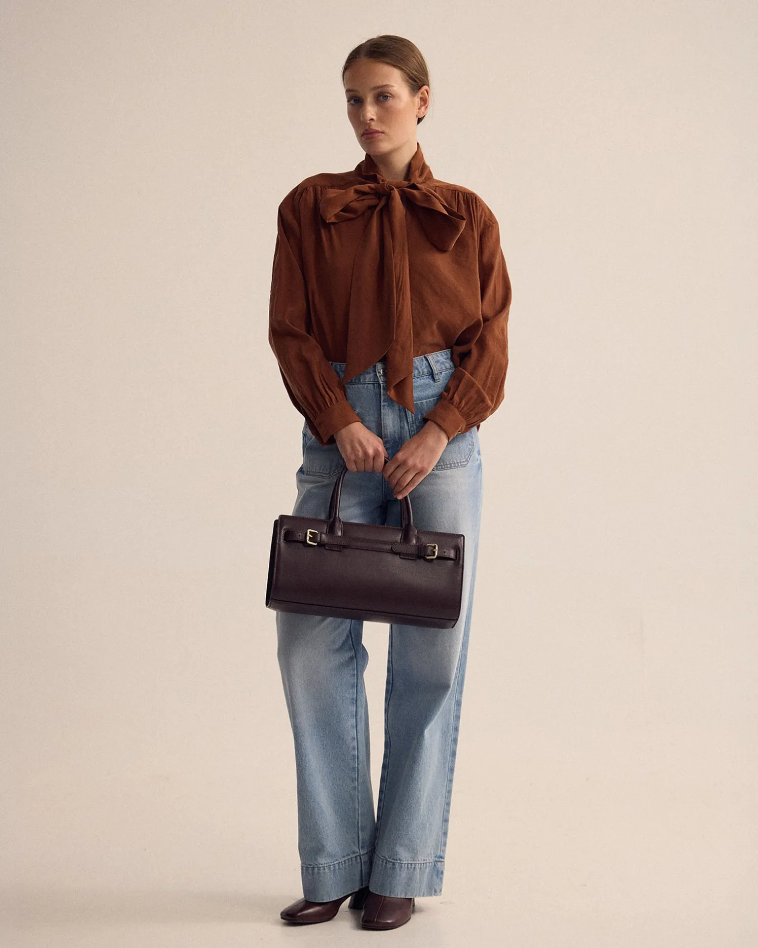 Jenna Rayon Blend Scarf Neck Top