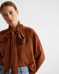 Jenna Rayon Blend Scarf Neck Top